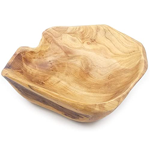 CTRLZS Wooden Fruit Salad Serving Bowl Hand-Carved Root Bowls Living Room Real Wood Candy Bowl 20-24cm