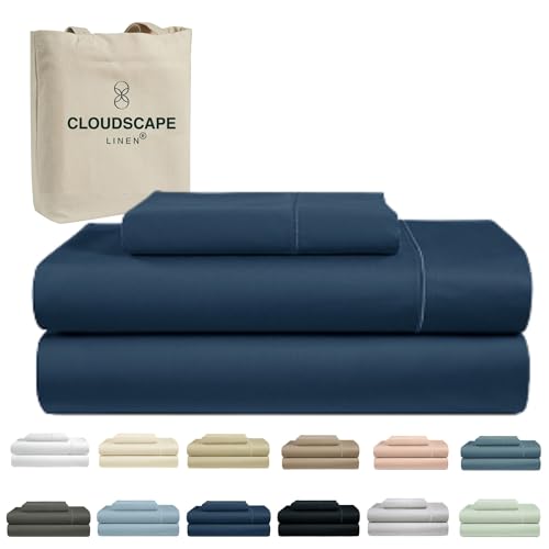 100% Egyptian Cotton Sheets Twin XL Size, 3 Pieces Dorm Essentials Bedding Set, 1000 Thread Count Egyptian Cotton,Silky Soft, Breathable, Durable, Deep Pockets up to 16, Dark Denim