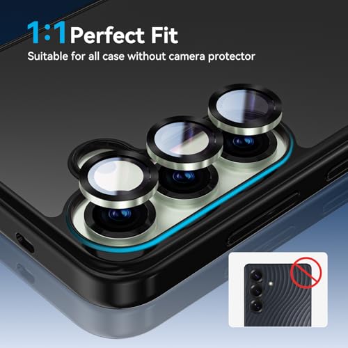 HelloDeere for Samsung Galaxy S25 Camera Lens Protector, Easy Installation, Perfect Fit, 9H Shatterproof Tempered Glass with Aluminum Metal Circle Camera Protector, Case Friendly, Mint — view 6