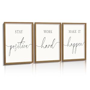 Heiple Motivational Wall Art 11″x14″ Framed Wooden Inspirational Office Wall Decor for Men Picture Poster Positive Work Hard Quote Wall Decor for Home Office Bedroom (Brown, 11”x14”)