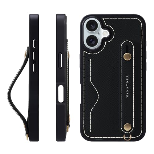 HANATORA for iPhone 16Plus �P�[�X �{�v �ϏՌ� �w�ʃx���g �J�[�h�|�P�b�g �X�}�z�P�[�X �X�}�z �X�^���h�@�\ �l�b�N �X�g���b�v �t�� �G���{�X���U�[ �M�t�g �}�O�l�b�g�Ȃ� �u���b�N NCGH-16Plus-Black