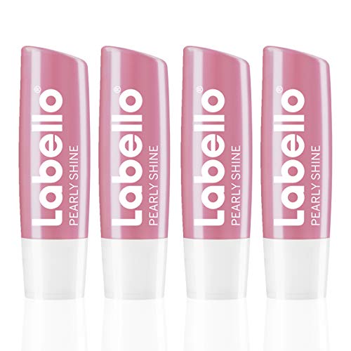 Preisvergleich Produktbild Labello Pearly Shine im 4er Pack (4 x 4,8 g), Lippenpflegestift mit zart schimmerndem Finish, intensive Lippenpflege ohne Mineralöle