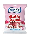 Vidal Golosinas – Fresones con Nata Rellenolas Pack 14 × 90 g | Gominolas rellenas sabor fresa y nata | Sin gluten | Textura doble