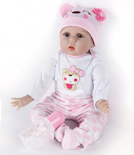 HUYRP Reborn Puppe 22 Zoll 55 cm Wiedergeborene Puppe Wiedergeborene Babypuppen Realistische Jungen und Mädchen Baby Puppen Geburtstag für eine Neugeborene Puppe – Bild 8