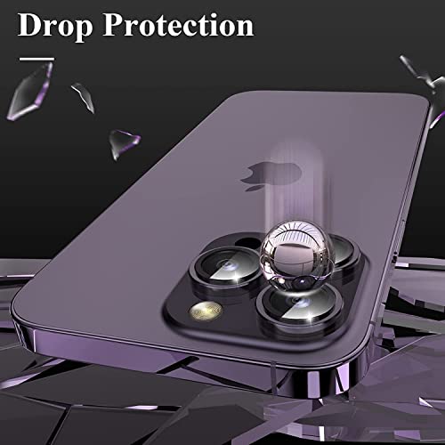 Image of Compatible for i Phone 14 | 14 PLUS Camera Lens Protector Tempered Glass Bling, Alloy Metal Camera Ring Guard for i phone14 Plus| iphone 14 2022 PURPLE