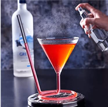 Melbify Roll Sip Cocktail Glasses | Set of 6 | 200 ML | Spiral Cocktail Glass with Straw| Glass Sipper with Straw| Drinking Glass with Built in Straw | Sipper Martini Glass 1
