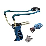 shoot-club24 Set: Schleuder Big Blue Quick Shot mit Kugelmagazin für 15 Kugeln, blau (40783) + ShoXx.® Ersatzgummi (99990232) und 100 Stahlkugeln 8mm - ShoXx.®_Schleuder_Set_Quickshot