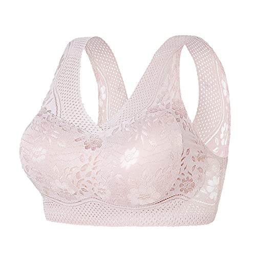 Generisch 2 B Ware Eisseide, sin costuras, espalda de belleza, se reúne sin anillo de acero, sujetador limpiador, ropa interior de encaje, chaleco deportivo para mujer, Rosa., XXL