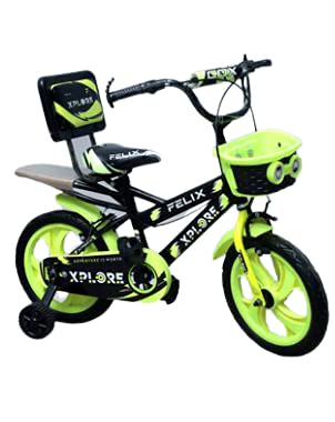 Felix Xplore 14X2.40 Double Seat Bicycle 14 Inch Fully Adjustable with Back Seat & Support for Boys and Girls 2 to 5 Years
