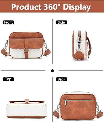 Image of Crossbody Bags for Women,Multi-Pocket Leather Crossbody Purse | RFID Blocking Pockets,Fits iPad,Adjustable Wide Strap,Quilted Exterior,8 Card Slots,Gift Ready