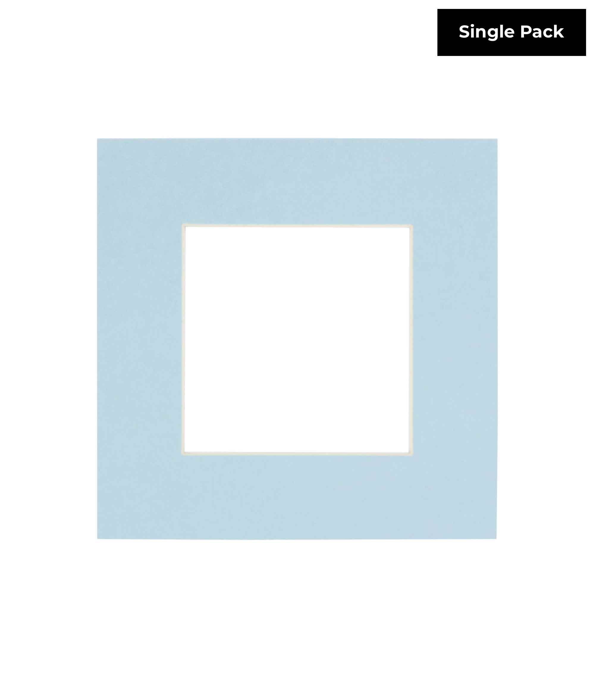 CountryArtHouse Baby Blue Acid Free 15x15 Square Picture Frame Mat with White Core Bevel Cut for 11x11 Pictures - Fits 15x15 Frame - Pack of 1 Matboard Show Kit with Acid Free Backing & Clear Bag