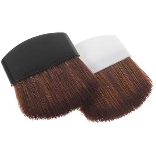 LRXIYODE 2piezas Brochas Portátiles Profesionales Para Maquillaje Conjunto Pinceles Para Base y Colorete Herramientas De Belleza Suaves y Densas y Negro