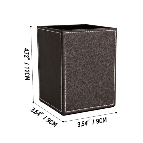 Image of Pen Pencil Holder Cup Container PU Leather Desk Organizer Stand Decor Brush Scissor Holder Decoration Office Desk Home School