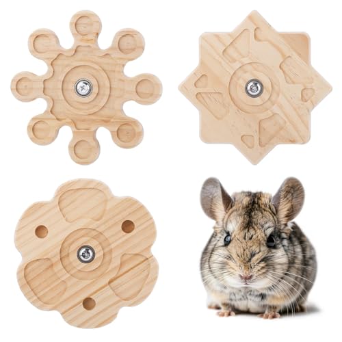 3pcs Juguete Giratorio para Chinchilla, 3 Estilos de Juguete de Madera para Roer para Chinchilla Juguete Interactivo Colgante para Mascotas Accesorio para Jaula para Hámsters Gerbiles Ratas Conejos