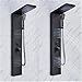 Matte Black LED Shower Panel Waterfall Rain Shower Faucet Set Massage Jet Bath Shower Column Double Handle Mixer Tap Tower(8029 Black)