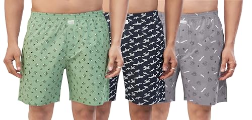 Image of Nermosa Men's Pure Cotton Printed Boxer Shorts - Soft, Breathable, All-Day Comfort (Pack of 3) | Boxers |