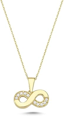 Wish Carat 14k Solid Gold Infinity Necklace Dainty Charm Necklaces for Women | Pendant Jewelry for Birthday | Gift for Mother, Grandma, Sister from 18