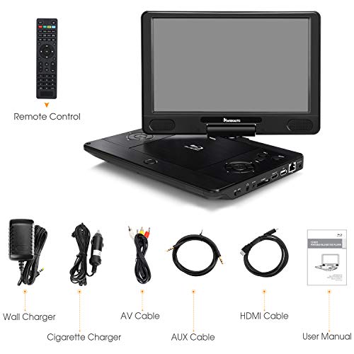 NAVISKAUTO 12 inch Portable Blu Ray DVD Player Support HDMI Out MP4 1080P Dolby Audio Sync Screen - Thumbnail 4