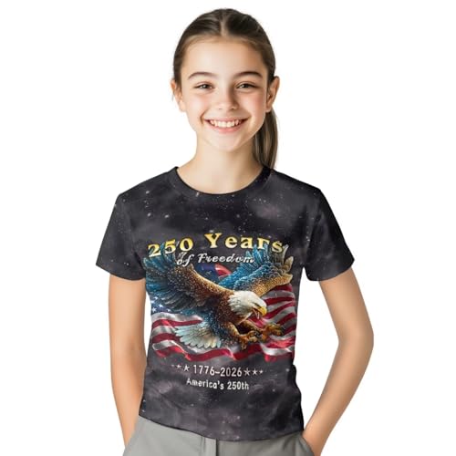 Image of WELLFLYHOM Kids Tshirts Girls Boys Short Sleeve Crewneck Tees Shirts Casual Sport Pullover Tops Size 3-16 Years