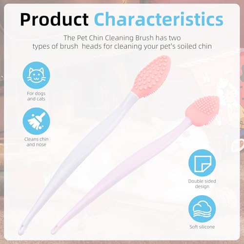 Image of 6 PCS Cat Acne Chin Treatment Brush Set, Multiple Colors Silicone Cat Grooming Brush Black Seed Exfoliating Brush, Double-Sided Scraper for Pet Chin Acne and Cleaning