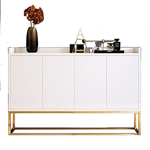 QINJIE Aparador Tipo Buffet, Mesa Consola Moderna de Mediados de Siglo, con Almacenamiento, para Sala de Estar, Cocina, Comedor o Entrada,Blanco