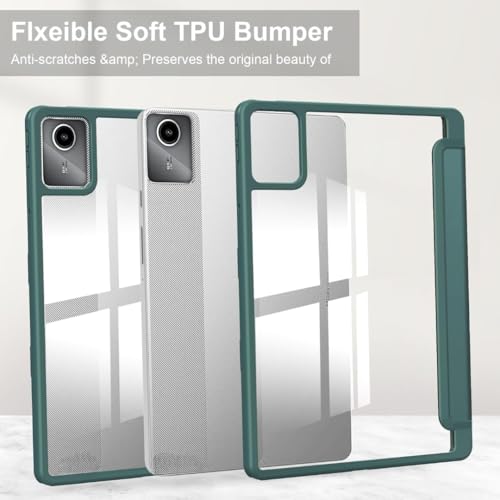 Image of ProElite Cover for Motorola Pad 60 Neo 11 inch 2025, Smart Flip Case Cover for Motorola Pad 60 Neo 11 inch 2025 with Pen Holder, Dark Green [Transparent Back]