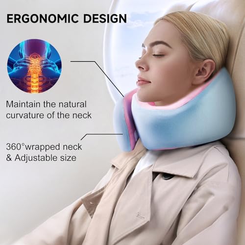 Mrsdry Travel Pillow, 360° Wrapped Travel Neck Pillow, 100% Pure Memory Foam Neck Pillow, Airplane Neck Pillows, Perfect Support, Soft and Breathable Pillows, Travel Accessories with Portable Bag - Image 5