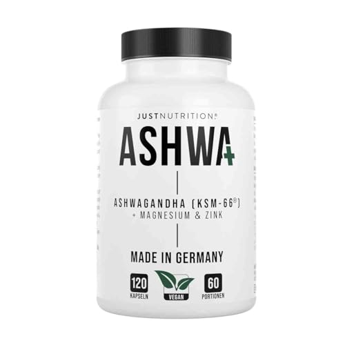 Ashwagandha KSM-66® - 600mg pro Tagesdosis (120 kleine Kapseln) - Zink, Magnesium & Vitamin B6 - mit 30mg Withanolide - hochdosiert