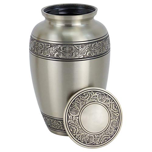 Coronet Pewter Cremation Urn For Ashes, Brass, Silver Urn, Adult Size Cremation Urn, 9.75 Inches High #TOP1