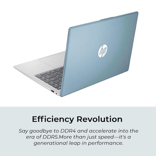 Image of HP 14 inch Moonlight Blue Laptop with Office 365, AMD CPU, 4GB DDR5 On-Board RAM, 1.1TB Storage (128GB SSD and 1TB OneDrive), HD Display, Windows 11, Energy-Efficient & Quiet Performance