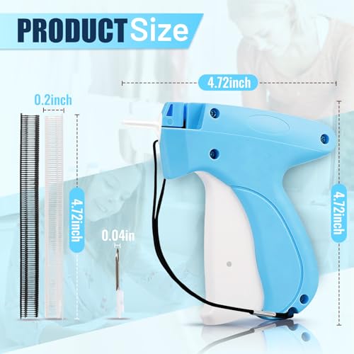 Image of Stitch Gun for Clothes - Handheld Stitch Gun Quick Clothing Fixer - Tagging Gun for Clothing, Sewing Kit-Includes 6 Needle, 1000 Black Fasteners & 1000 White Fasteners (Blue White)
