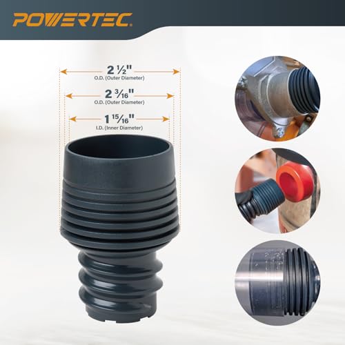 Image of POWERTEC 70477 10 Ft. Dust Collection Hose Kit with 5 Fittings and a Tapered Reducer fits 2-1 /2 inch to 2-1 /4 inch ID Dust Hose /Port for Woodworking Power Tools Home and Wet /Dry Shop Vacuums
