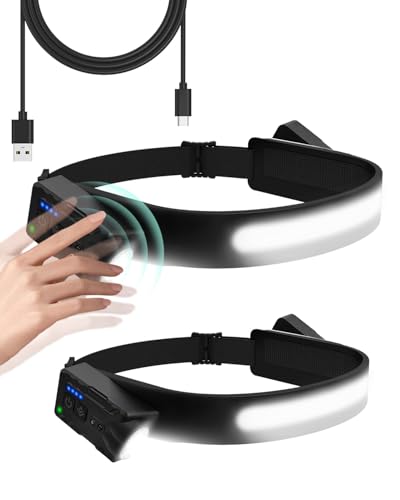 Victoper 2 Piezas Linterna Frontal LED Recargable, Inclinación 270°, Sensor de Movimiento, IPX4, Ideal para Camping, Pesca, Senderismo y Escalada, Linterna Cabeza
