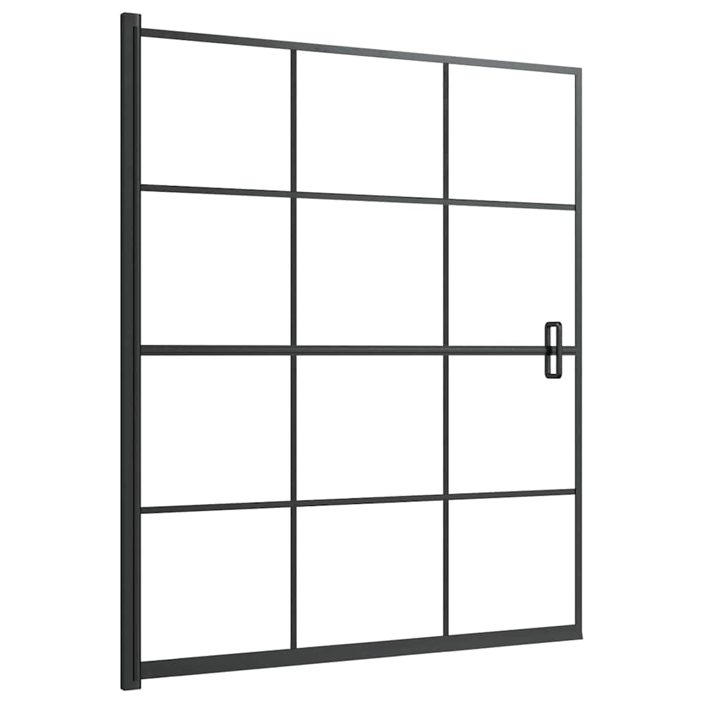 Box doccia 116 x 140 cm, nero, con griglia a pressione, vetro ESG, per vasca da bagno