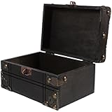 OSALADI Caja Joyero de Madera Retro Cerradura de Combinación, Cofre para Guardar Anillos y Pulseras, Caja Decorativa para Almacenamiento en Dormitorios y Espacios de Cine