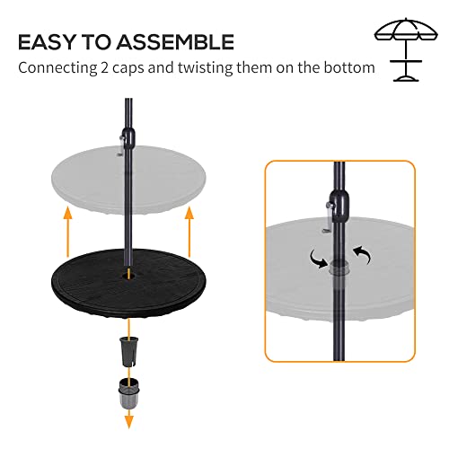 Outsunny 20" Umbrella Table Tray, Easy To Install Table-Top, Round Portable For Swimming Pool, Beach, Patio, Deck, Garden, Black #TOP5