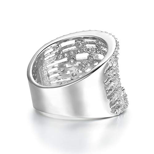 Jewelry Rhodium Plated Cubic Zirconia Eternity Band Cocktail Ring3