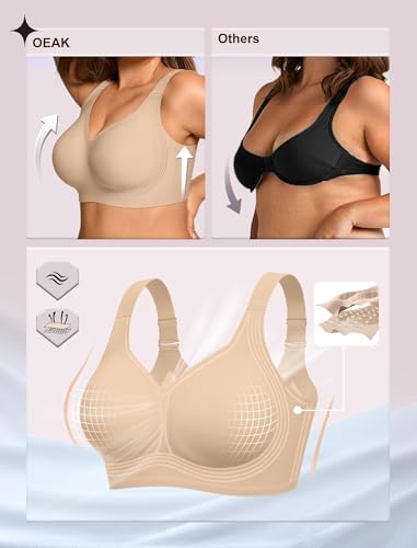 Image of OEAK Womens Wireless Jelly Bras Plus Size Support Push Up Comfortable Bra | no underwire,full coverage,for large breast,minimizer bra,seamless,tshirt bras,everyday bra