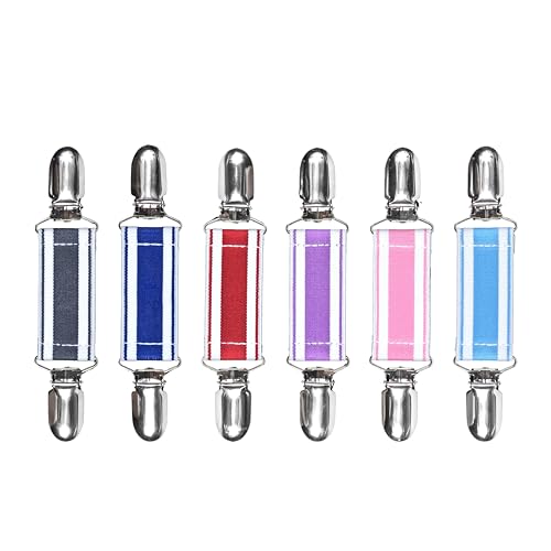 Elastic Glove Clips, Stainless Steel Mitten Clips for Toddlers, Winter Glove Clips for Kids, Toddlers and Adults with Wide Application (Bright Edge-6PCS, 1 inch)