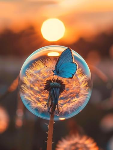 Diamond Painting Papillon coucher de soleil 5D DIY broderie 70x90cm