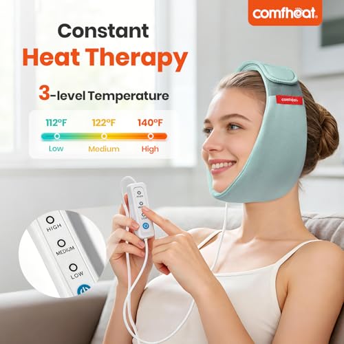 Image of Face Heating Pad for TMJ Pain Relief, USB Heated Wrap for Jaw, Wisdom Teeth Recovery, 3 Adjustable Heat Settings, Reducing Symptoms of Jaw Clicking, Relaxing Face Muscles (Non-Rechargeable)
