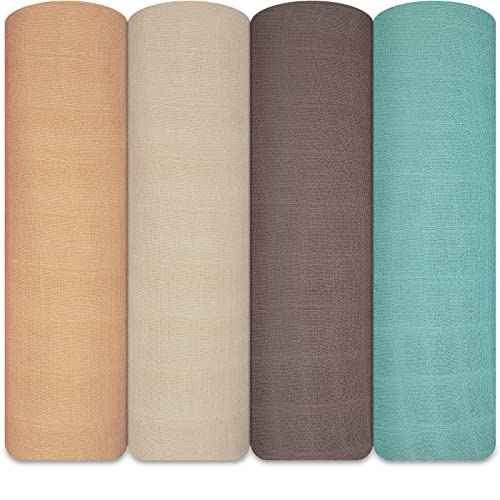 Image of Mom Beebi Muslin Swaddle Blankets, Soft Silky Swaddle Blanket, Breathable and Skin-Friendly Muslin Baby Blankets for Boys & Girls, 4-Pack Unisex Baby Blankets, 47 x 47 inches