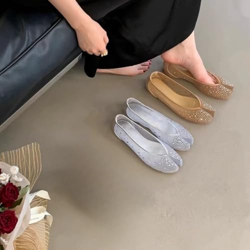 Women's Cute Tabi Shoes Mesh Slip-On Flats Sparkle Hidden Lift Split-Toe Comfort Dressy Shoes Everyday Wear Summer4