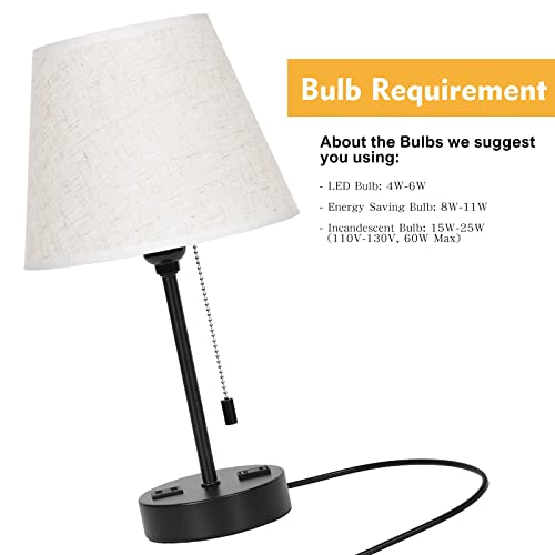 Haitral Modern Table Lamps With Dual Usb Ports Ac Outlets, Bedsides Nightstand Desk Lamps For Bedroom Living Room Office Linen/Black #TOP5