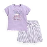 シナモロール クロミ 子供服 パジャマ セットアップ キッズ 綿 夏 半袖 上下セット ショートパンツ 部屋着 コットン かわいい おしゃれ ポケット付き 薄手 吸汗通気(B,130cm)