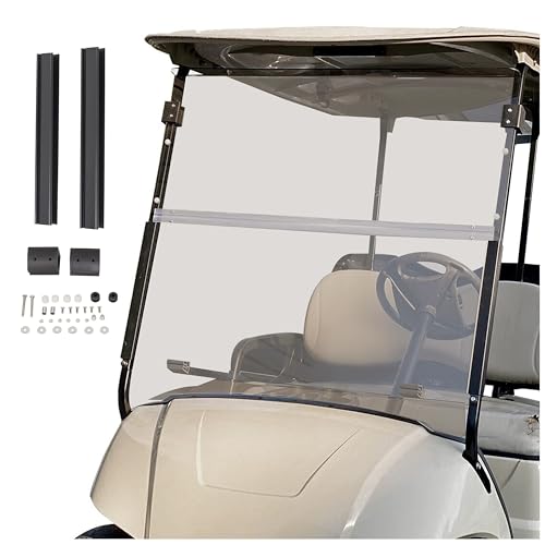 ECOTRIC Tinted Windshield Compatible with 2007-2016 Yamaha Drive G29 Gas or Electric Models Folding Down Impact Resistant 38.75W x 35.75H