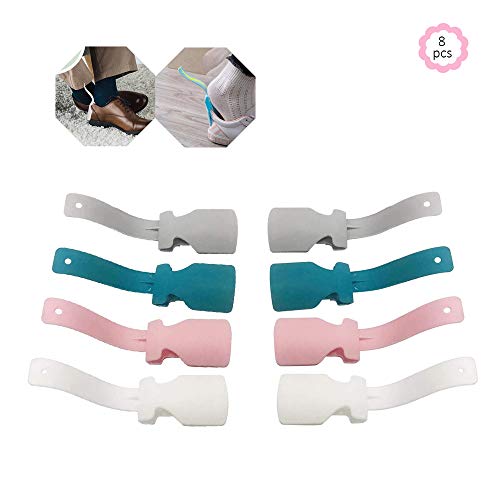 YUSHI 8PCS Calzador,Cuerno de Zapato Plástico Portátil, Perezoso Ayudante de Zapatos, Adecuado para Niños, Ancianos, Discapacitados, Mujeres Embarazadas, Talla única Apto para la Mayoría de Zapatos