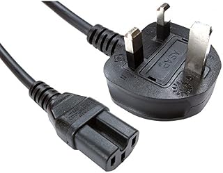 C15 Kettle Power Supply Adapter Cord Mains Cable Lead UK Plug with Notch - IEC Socket Hot Conditioned for Cisco Switches, PC, Monitor Server Wall Paper Stripper Steamer Croc Pot 1.8M Long