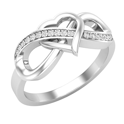 Dazzlingrock Collection 0.08 Carat Round White Diamond Infinity Heart Promise Ring for Women in 925 Sterling Silver
