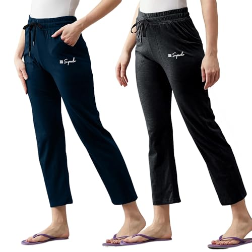 Image of Pinkmint Women Pure Cotton Casual Style Pyjamas Combo Pack Of 2 With Side Pockets
